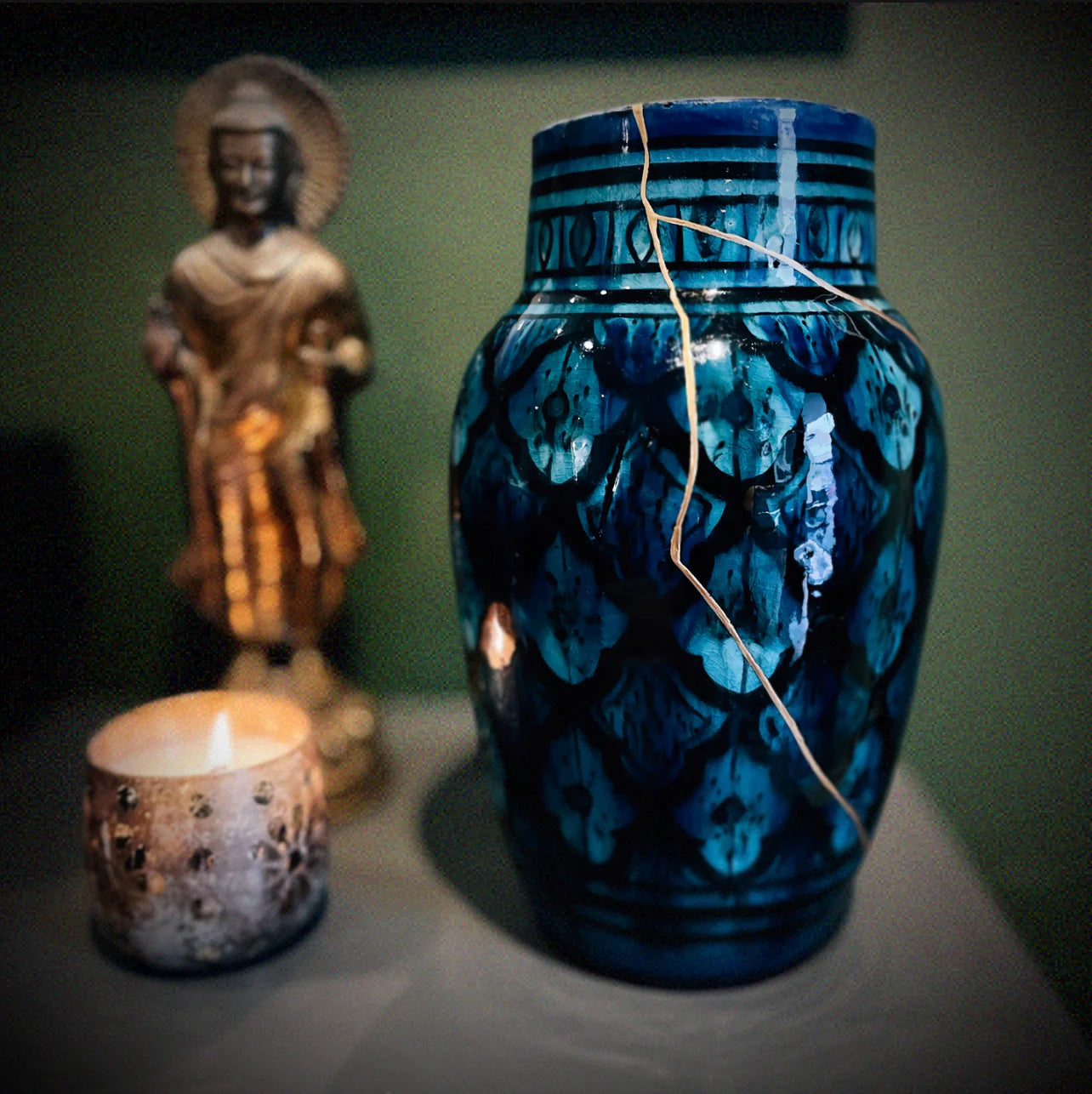 Vase Ancien Marocain Kintsugi Or 24K