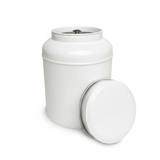 Boîte à Thé Victorienne – Métal Double Couvercle – 100g (Blanc) - THÉ - OLOGY
