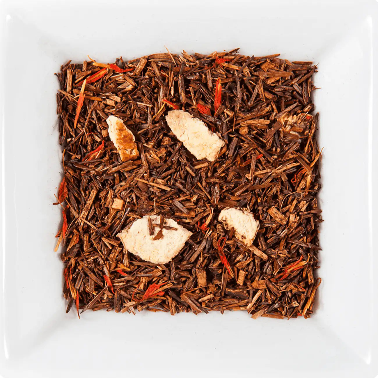 Rooibos Orange Sanguine vrac écorce orange carthame rouge-doré