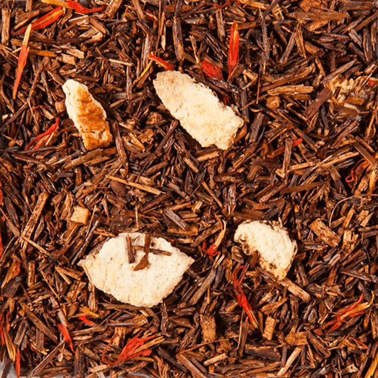 Ingrédients rooibos Orange Sanguine : rooibos rouge, écorce d'orange, carthame, arôme naturel