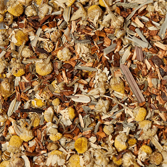 Ingrédients Juicea Équilibré : rooibos camomille 26% honeybush mélisse fenouil citronnelle granules vanille ginseng