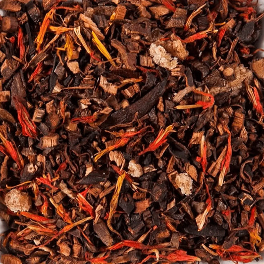 Ingrédients L'Esprit de l'Afrique - Honeybush Cyclopia intermedia, papaye, carthame, arômes pamplemousse
