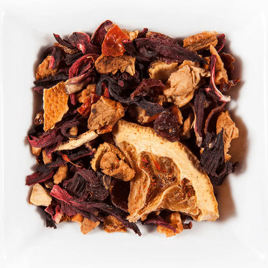 Infusion Orange Sanguine vrac fruits pomme hibiscus églantier écorce orange carthame