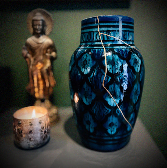 Vase Ancien Marocain Kintsugi Or 24K